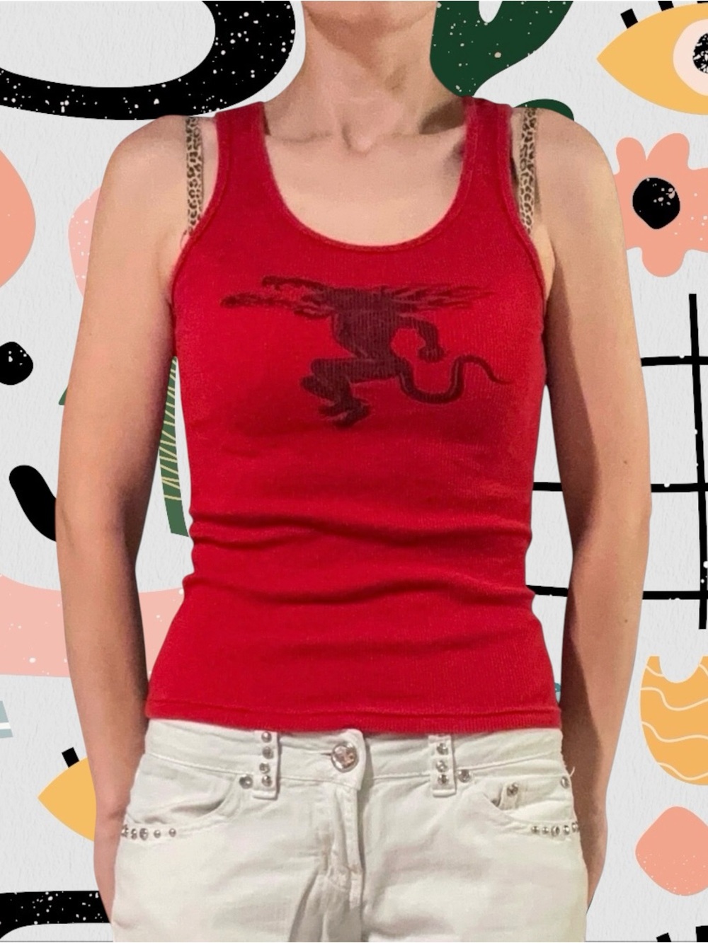 American Apparel | Y2K Fireball Ribbed Logo Tank Top